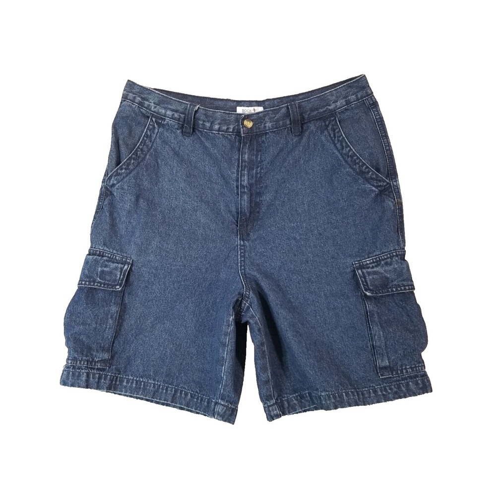 Boca classics cargo hiking shorts men's‎ 34x8 blue denim outdoor flawed